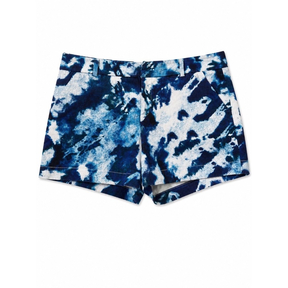 Calvin Klein Womens Shorts Blue White Tie Dye Print Cotton Stretch Size 14